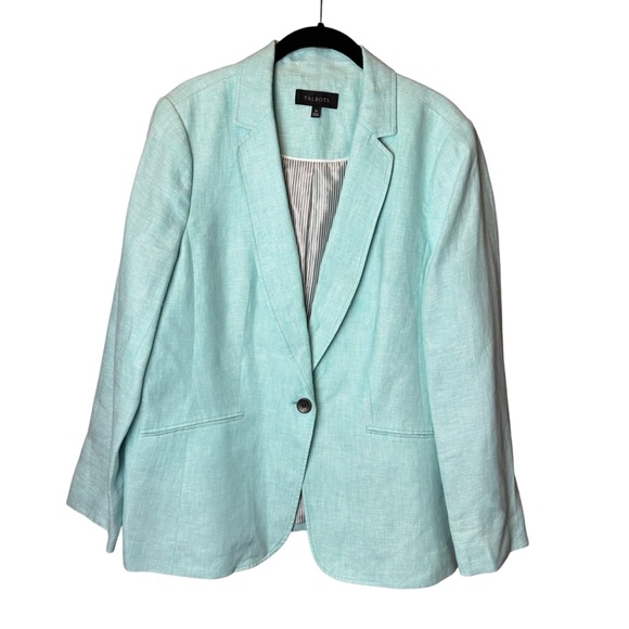 Talbots Linen Light Blue Blazer Jacket 14 - Picture 1 of 9
